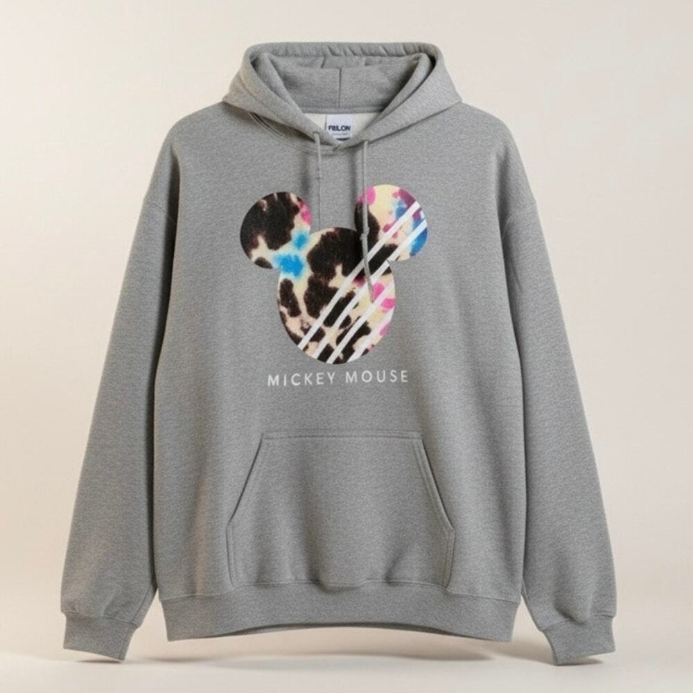 NWT NEFF x Disney Mickey Mouse Slash Graphic Hoodie in Heather Gray L